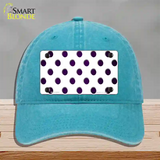 Purple White Dots Oil Rubbed Novelty License Plate Hat Unconstructed Cotton / Lake Blue