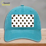 Brown White Dots Oil Rubbed Novelty License Plate Hat Unconstructed Cotton / Lake Blue