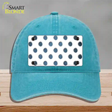 Light Blue White Dots Oil Rubbed Novelty License Plate Hat Unconstructed Cotton / Lake Blue