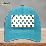 Mint White Dots Oil Rubbed Novelty License Plate Hat Unconstructed Cotton / Lake Blue