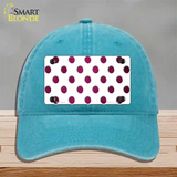 Pink White Dots Oil Rubbed Novelty License Plate Hat Unconstructed Cotton / Lake Blue