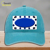 Blue White Dots Oval Oil Rubbed Novelty License Plate Hat Unconstructed Cotton / Lake Blue