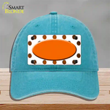 Orange White Dots Oval Oil Rubbed Novelty License Plate Hat Unconstructed Cotton / Lake Blue