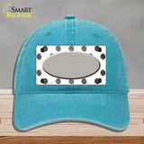 Gray White Dots Oval Oil Rubbed Novelty License Plate Hat Unconstructed Cotton / Lake Blue