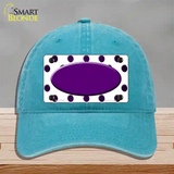 Purple White Dots Oval Oil Rubbed Novelty License Plate Hat Unconstructed Cotton / Lake Blue