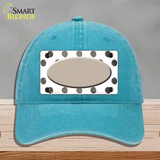 Tan White Dots Oval Oil Rubbed Novelty License Plate Hat Unconstructed Cotton / Lake Blue