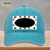 Black White Dots Oval Oil Rubbed Novelty License Plate Hat Unconstructed Cotton / Lake Blue