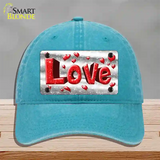 Love Novelty License Plate Hat Unconstructed Cotton / Lake Blue