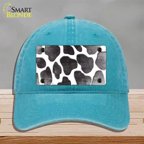 Black White Giraffe Oil Rubbed Novelty License Plate Hat Unconstructed Cotton / Lake Blue