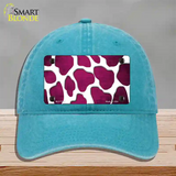 Pink White Giraffe Oil Rubbed Novelty License Plate Hat Unconstructed Cotton / Lake Blue