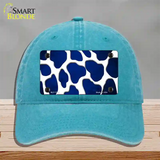 Blue White Giraffe Oil Rubbed Novelty License Plate Hat Unconstructed Cotton / Lake Blue