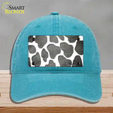 Gray White Giraffe Oil Rubbed Novelty License Plate Hat Unconstructed Cotton / Lake Blue