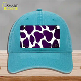 Purple White Giraffe Oil Rubbed Novelty License Plate Hat Unconstructed Cotton / Lake Blue