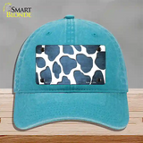 Light Blue White Giraffe Oil Rubbed Novelty License Plate Hat Unconstructed Cotton / Lake Blue