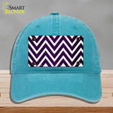 Purple White Chevron Oil Rubbed Novelty License Plate Hat Unconstructed Cotton / Lake Blue