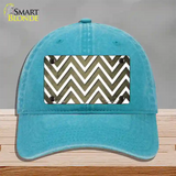 Gold White Chevron Oil Rubbed Novelty License Plate Hat Unconstructed Cotton / Lake Blue