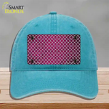 Pink White Quatrefoil Oil Rubbed Novelty License Plate Hat Unconstructed Cotton / Lake Blue