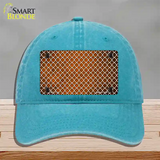 Orange White Quatrefoil Oil Rubbed Novelty License Plate Hat Unconstructed Cotton / Lake Blue