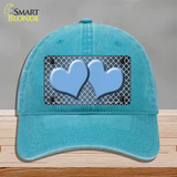 Light Blue White Quatrefoil Hearts Oil Rubbed Novelty License Plate Hat Unconstructed Cotton / Lake Blue