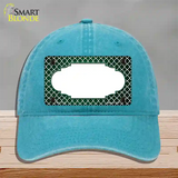 Green White Quatrefoil Scallop Oil Rubbed Novelty License Plate Hat Unconstructed Cotton / Lake Blue