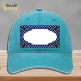 Blue White Quatrefoil Scallop Oil Rubbed Novelty License Plate Hat Unconstructed Cotton / Lake Blue