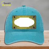 Yellow White Quatrefoil Scallop Oil Rubbed Novelty License Plate Hat Unconstructed Cotton / Lake Blue