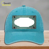 Mint White Quatrefoil Scallop Oil Rubbed Novelty License Plate Hat Unconstructed Cotton / Lake Blue