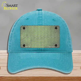 Lime Green White Small Chevron Oil Rubbed Novelty License Plate Hat Unconstructed Cotton / Lake Blue