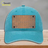 Orange White Small Chevron Oil Rubbed Novelty License Plate Hat Unconstructed Cotton / Lake Blue