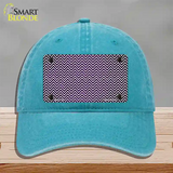 Purple White Small Chevron Oil Rubbed Novelty License Plate Hat Unconstructed Cotton / Lake Blue