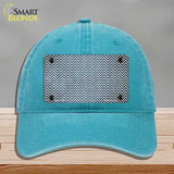 Light Blue White Small Chevron Oil Rubbed Novelty License Plate Hat Unconstructed Cotton / Lake Blue