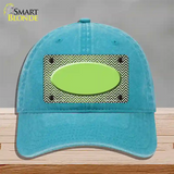 Lime Green White Small Chevron Oval Oil Rubbed Novelty License Plate Hat Unconstructed Cotton / Lake Blue