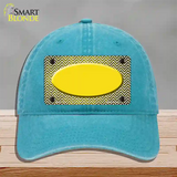 Yellow White Small Chevron Oval Oil Rubbed Novelty License Plate Hat Unconstructed Cotton / Lake Blue