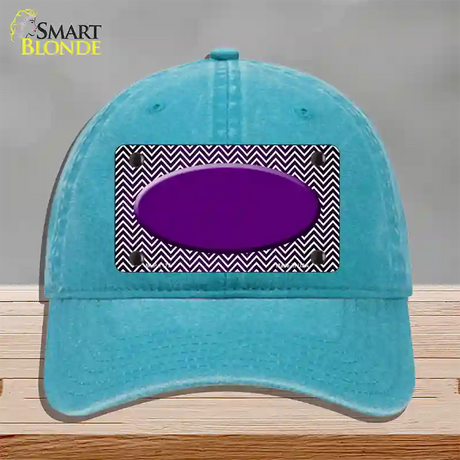 Purple White Small Chevron Oval Oil Rubbed Novelty License Plate Hat Unconstructed Cotton / Lake Blue