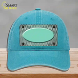 Mint White Small Chevron Oval Oil Rubbed Novelty License Plate Hat Unconstructed Cotton / Lake Blue