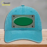 Green White Small Chevron Oval Oil Rubbed Novelty License Plate Hat Unconstructed Cotton / Lake Blue