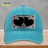 Black White Anchor Hearts Oil Rubbed Novelty License Plate Hat Unconstructed Cotton / Lake Blue