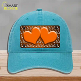 Orange White Anchor Hearts Oil Rubbed Novelty License Plate Hat Unconstructed Cotton / Lake Blue