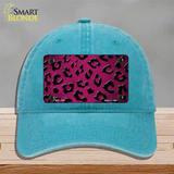 Pink Black Cheetah Oil Rubbed Novelty License Plate Hat Unconstructed Cotton / Lake Blue