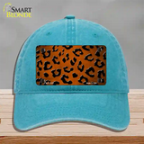 Orange Black Cheetah Oil Rubbed Novelty License Plate Hat Unconstructed Cotton / Lake Blue