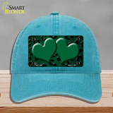 Green Black Cheetah Hearts Oil Rubbed Novelty License Plate Hat Unconstructed Cotton / Lake Blue