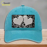 Gray Black Cheetah Hearts Oil Rubbed Novelty License Plate Hat Unconstructed Cotton / Lake Blue