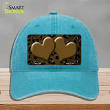 Brown Black Cheetah Hearts Oil Rubbed Novelty License Plate Hat Unconstructed Cotton / Lake Blue