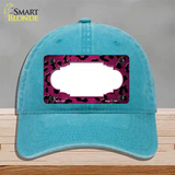 Pink Black Cheetah Scallop Oil Rubbed Novelty License Plate Hat Unconstructed Cotton / Lake Blue