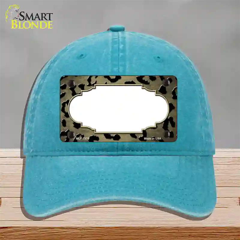 Gold Black Cheetah Scallop Oil Rubbed Novelty License Plate Hat Unconstructed Cotton / Lake Blue