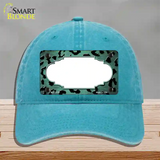 Mint Black Cheetah Scallop Oil Rubbed Novelty License Plate Hat Unconstructed Cotton / Lake Blue