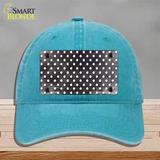 Black White Small Dots Oil Rubbed Novelty License Plate Hat Unconstructed Cotton / Lake Blue