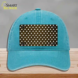 Brown White Small Dots Oil Rubbed Novelty License Plate Hat Unconstructed Cotton / Lake Blue