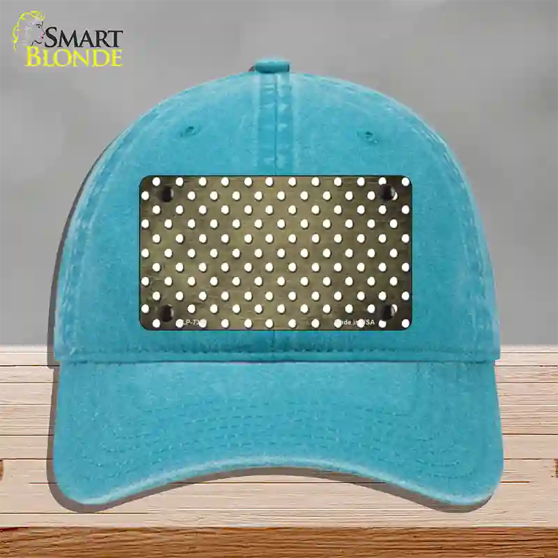 Gold White Small Dots Oil Rubbed Novelty License Plate Hat Unconstructed Cotton / Lake Blue