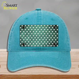 Mint White Small Dots Oil Rubbed Novelty License Plate Hat Unconstructed Cotton / Lake Blue